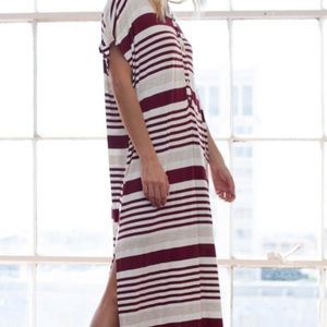 Maroon and white maxi dress